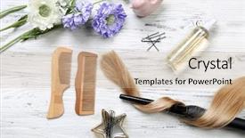  Presentation with barber - Cool new theme with locking gools - strand of hair with flowers backdrop and a soft green colored foreground