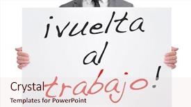  Presentation with word art text edited - Audience pleasing presentation theme consisting of lockout - businessman holding a signboard backdrop and a lemonade colored foreground