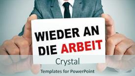  Presentation with word art text edited - Audience pleasing PPT theme consisting of lockout - businessman holding a signboard backdrop and a sky blue colored foreground