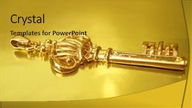  Presentation with lockout - Cool new presentation theme with lockout - golden key on yellow background backdrop and a gold colored foreground