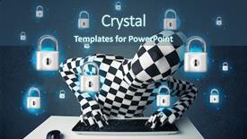  Presentation with lockout - Colorful slides enhanced with lockout - hacker in disguise with virtual backdrop and a ocean colored foreground