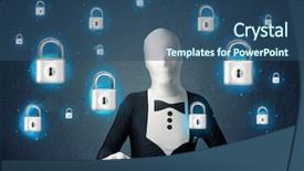  Presentation with lockout - Cool new theme with lockout - hacker in disguise with virtual backdrop and a ocean colored foreground