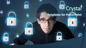  Presentation with hacker - Cool new slide deck with white lace up sports shoe backdrop and a white colored foreground.