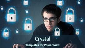  Presentation with hacker - Amazing presentation theme having lockout - young hacker with virtual lock backdrop and a ocean colored foreground
