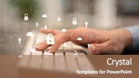  Presentation with keyboard - Presentation theme with locks - business woman hand typing background and a coral colored foreground