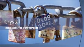  Presentation with lovers - PPT theme consisting of locks-left-by-lovers background and a ocean colored foreground