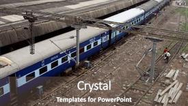  Presentation with new delhi - Theme consisting of locomotive at the railway station background and a dark gray colored foreground
