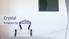  Presentation with poster on white wall above - Colorful PPT layouts enhanced with lodge - empty room with armchair backdrop and a sky blue colored foreground