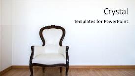  Presentation with room - Slides having lodge - empty room with armchair background and a cool aqua colored foreground