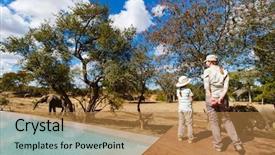  Presentation with safari - Amazing PPT layouts having lodge - family of mother and child backdrop and a coral colored foreground