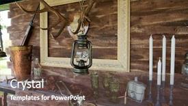  Presentation with hunting lodge - Beautiful PPT theme featuring lodge - hunting theme decoration backdrop and a tawny brown colored foreground