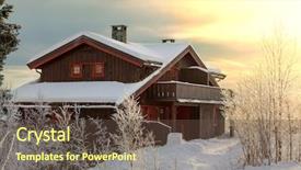  Presentation with winter forest - Presentation design featuring lodge - winter forest background and a tawny brown colored foreground