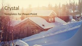  Presentation with resort - Slide set featuring lodge - winter resort background and a lemonade colored foreground