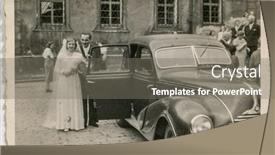  Presentation with vintage car - Slides with lodz-poland-circa-1938-vintage background and a gray colored foreground