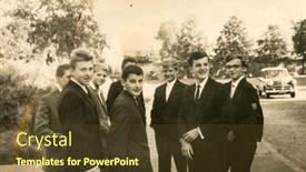  Presentation with 1960s - Colorful PPT layouts enhanced with lodz-poland-circa-1960-s backdrop and a tawny brown colored foreground