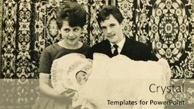  Presentation with baby christening - Presentation theme featuring lodz-poland-circa-seventies-vintage background and a lemonade colored foreground