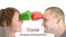  Presentation with pepper - Theme with loe - happy couple with pepper vegetable background and a  colored foreground