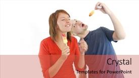  Presentation with ice cream - Amazing presentation theme having loe - happy couple withe ice cream backdrop and a  colored foreground