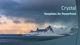  Presentation with panoramic - PPT theme enhanced with lofoten-islands-norway-panoramic-landscape background and a ocean colored foreground