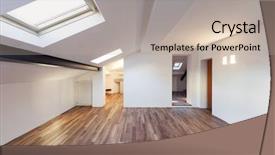  Presentation with interior design of classic white - Presentation theme consisting of loft wall white parquet floor background and a mint green colored foreground