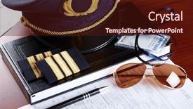  Presentation with book glasses - Slide deck featuring log book and flight plan background and a wine colored foreground