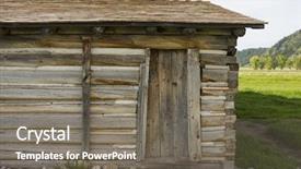  Presentation with log cabin - PPT theme enhanced with rustic rural remote shelter background and a gray colored foreground