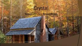  Presentation with log cabin - Beautiful theme featuring log cabin in a wooded backdrop and a gold colored foreground