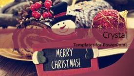  Presentation with christmas fireplace log fire burns - Slide deck featuring log cake traditional of christmas background and a violet colored foreground