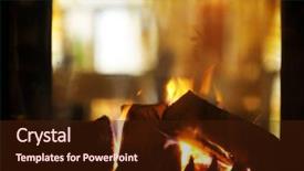  Presentation with flame - Cool new slides with log house - abstract fireplace flame background backdrop and a wine colored foreground
