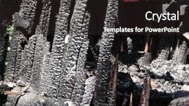  Presentation with wood log - Beautiful presentation featuring ruined wood log house burnt by fire to black coal backdrop and a dark gray colored foreground