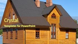  Presentation with wood log - Cool new PPT theme with log house structure wood building backdrop and a tawny brown colored foreground