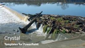  Presentation with jam - Cool new PPT theme with log-jam-at-river-spillway backdrop and a gray colored foreground