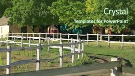  Presentation with village - Presentation theme enhanced with log ride - village old fence old fence background and a tawny brown colored foreground