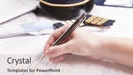  Presentation with airplane pilot - Cool new PPT layouts with logbook - close up of an airplane backdrop and a coral colored foreground