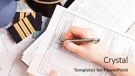  Presentation with airplane pilot - Slide set consisting of logbook - close up of an airplane background and a lemonade colored foreground