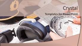  Presentation with airplane pilot - Slide set featuring logbook - close up of an airplane background and a soft green colored foreground