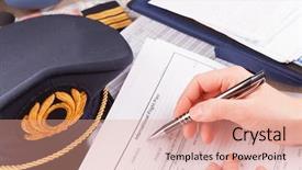  Presentation with airplane pilot - Beautiful PPT theme featuring logbook - close up of an airplane backdrop and a  colored foreground