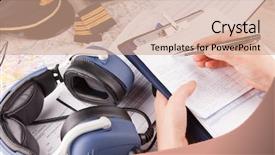  Presentation with airplane pilot - Colorful presentation design enhanced with logbook - close up of an airplane backdrop and a coral colored foreground