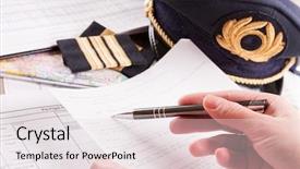  Presentation with airplane pilot - Cool new PPT theme with logbook - close up of an airplane backdrop and a sky blue colored foreground