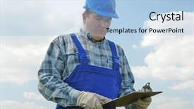  Presentation with construction and electric services - Beautiful presentation featuring logbook - construction site manager wearing blue backdrop and a  colored foreground