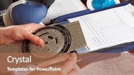  Presentation with airplane navigation - PPT theme having logbook - pilot equipment with airplane pilot background and a coral colored foreground