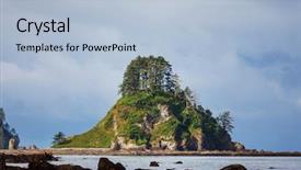  Presentation with beach rocks - Beautiful presentation theme featuring logging - scenic and rigorous pacific coast backdrop and a light blue colored foreground