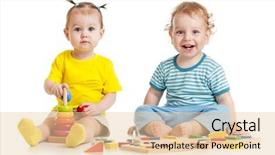  Presentation with kids playing - Theme enhanced with logica - funny kids playing educational toys background and a lemonade colored foreground