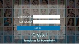  Presentation with people collage - Slides having login page against people collage background and a ocean colored foreground