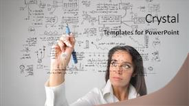  Presentation with woman business - Colorful theme enhanced with logique - woman drawing a business system backdrop and a light gray colored foreground