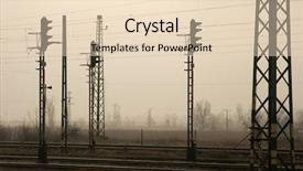  Presentation with railway tracks - Presentation theme featuring logisitics - railway tracks and traffic signals background and a  colored foreground