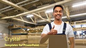  Presentation with people - Beautiful PPT theme featuring logistic-business-and-people-concept backdrop and a tawny brown colored foreground