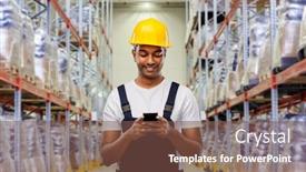  Presentation with technology - Theme consisting of logistic-business-technology-and-people background and a tawny brown colored foreground