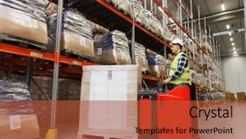  Presentation with cargo - PPT layouts consisting of logistic loading shipment and people background and a red colored foreground