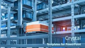  Presentation with storage - Presentation theme with logistic-warehouse-storage-facility background and a ocean colored foreground